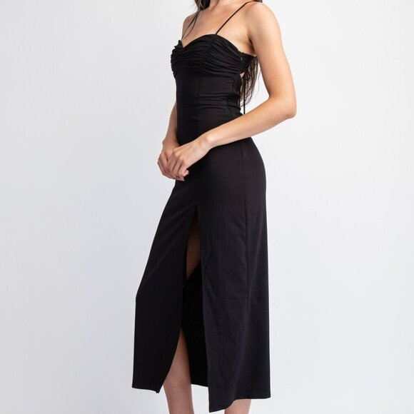 DOUBLE TAKE BLACK MIDI DRESS - Picture 2 of 3